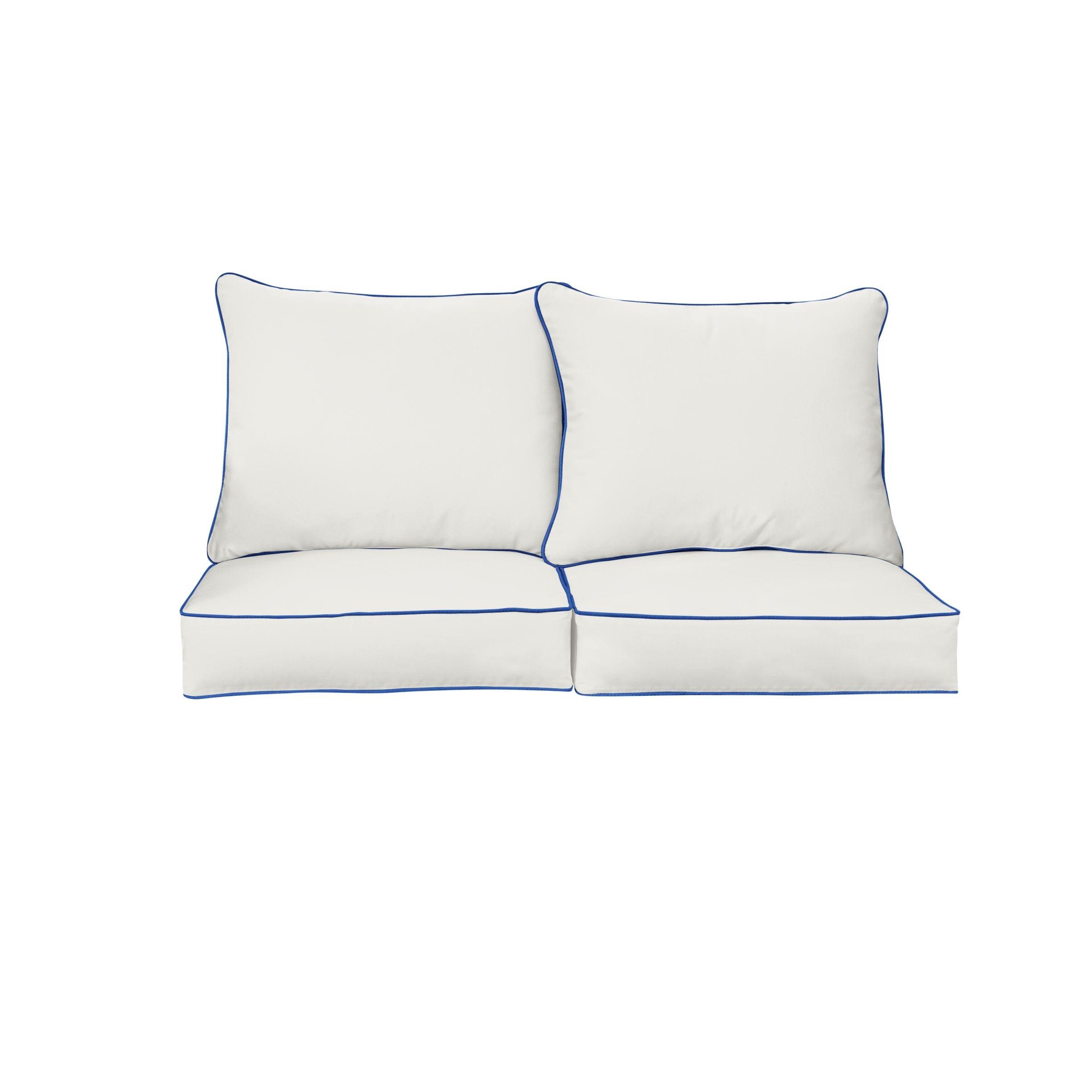Sunbrella Canvas Deep Seating Loveseat Pillow & Cushion Set - Sorra Home